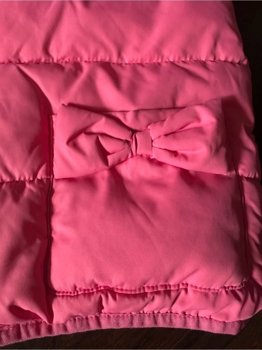 Gymboree Pink Hooded Puffer Vest with Bow Pockets
